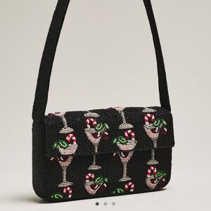 Fionq Beaded Black Christmas Cocktail Design Shoulder Bag